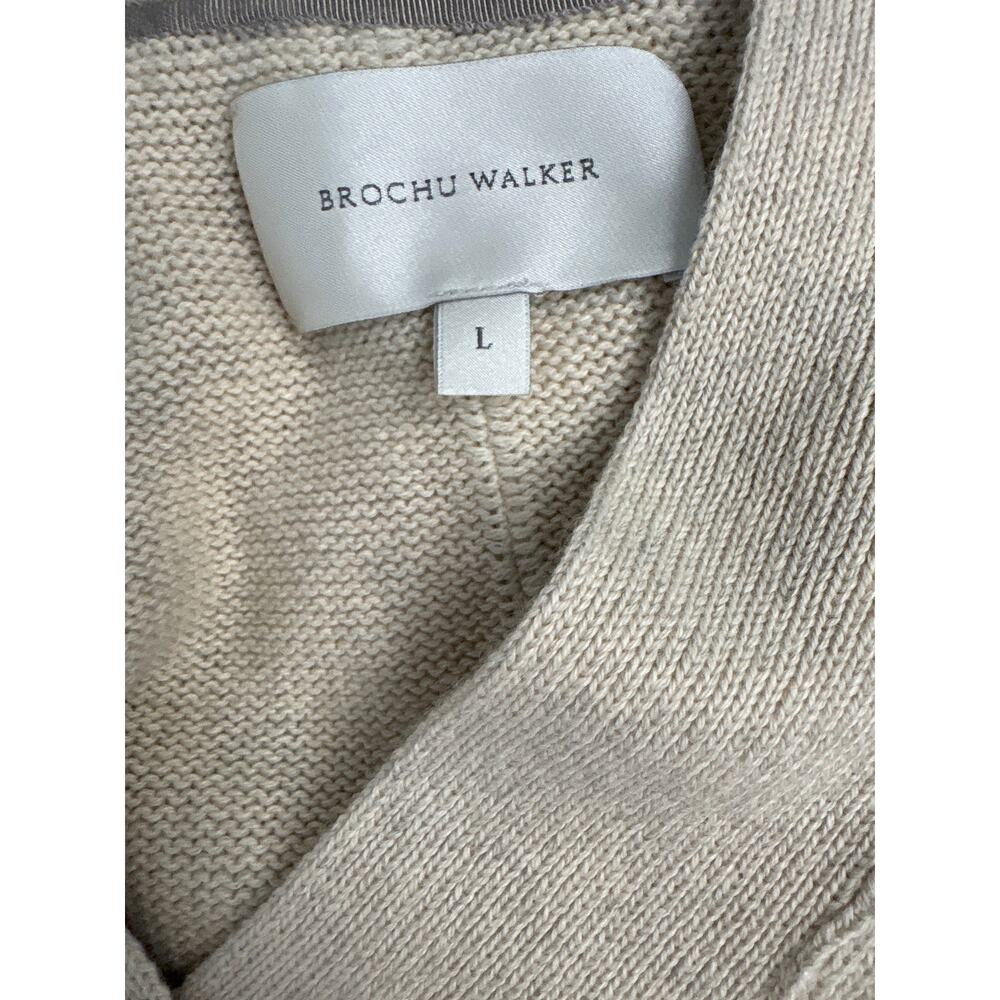 Brochu Walker Oatmeal Long Sleeve V-Neck Layered Sweater Sz L - Picture 5 of 5